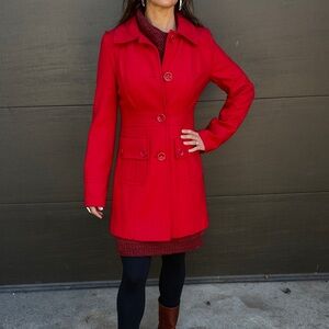 Tulle Vibrant Red Wool Trench Coat